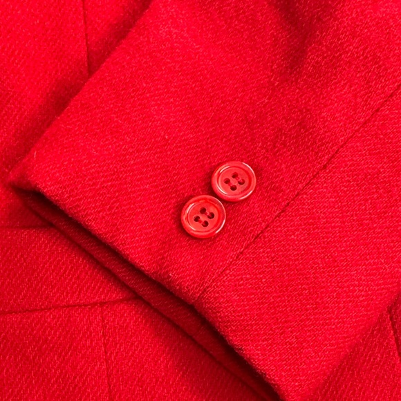 Vintage Pierre Dumas Vibrant Scarlet Wool Blazer Made in the USA - Picture 4 of 5
